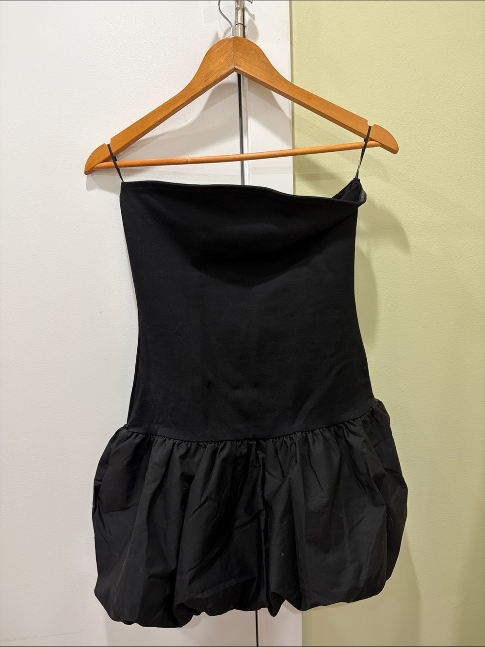 Good Luck Gem Black Strapless Bubble Hem Party Dress